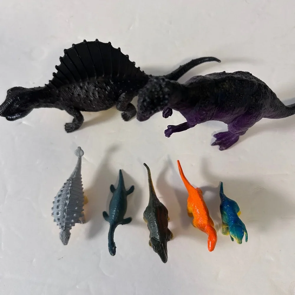 Vintage Style Dinosaur Toy Figure Lot of 7 Spinosaurus Pachycephalosaurus Multi